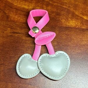 Pink and Gray Heart Keychain/Purse Charm